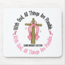 Breast Cancer WITH GOD CROSS 1 Mouse Pads