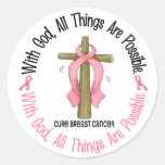 Breast Cancer WITH GOD CROSS 1 Sticker