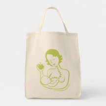 Breast Feeding Mother and Baby, Short Hair Green Bags