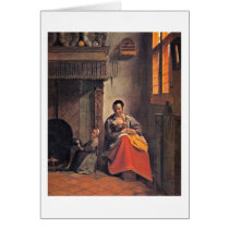Breast-Feeding Mother By Pieter De Hooch Card