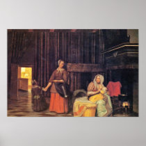 Breastfeeding Mother And Maid And Child By Pieter Print