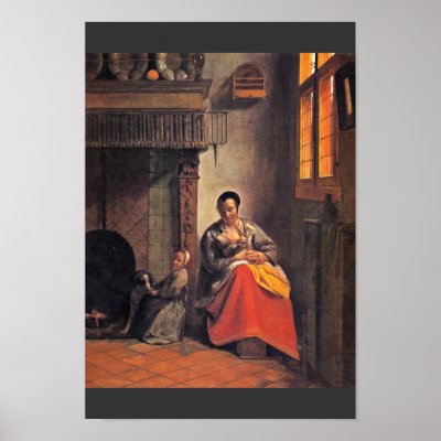 Breastfeeding Mother By Hooch Pieter De Print by Artcollection