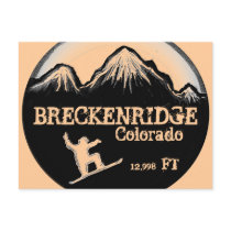 Breckenridge Colorado snowboard art postcard