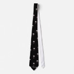 Breezy Beach Wear White Palm Black Neck Tie