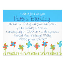Breezy Pinwheels Personalized Invitations