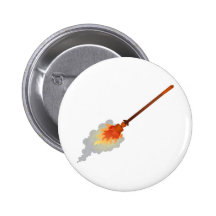brennender Besen burning broom Anstecknadelbutton