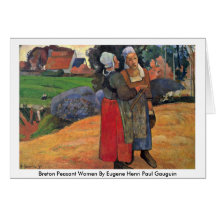 Breton Peasant Women By Eugene Henri Paul Gauguin Greeting Cards