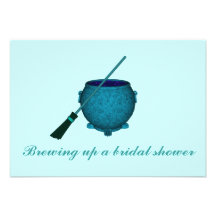 "Brewing Up a Bridal Shower" - Broom & Cauldron Personalized Invites