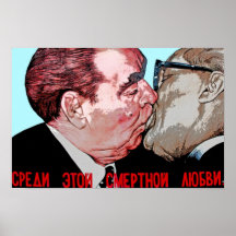 Brezhnev & Honecker Kiss,East Side Gallery, Berlin Poster