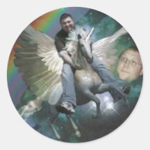 brian unicorn.3 jpg round stickers