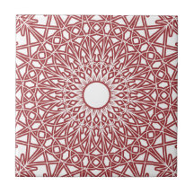 Brick Red Crocheted Lace Tile