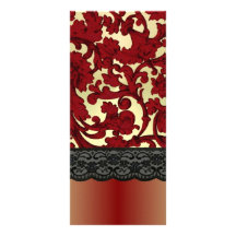Brick red & gold damask personalized rack card