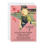 Brick Red Superstar Photo Birthday Party invitations