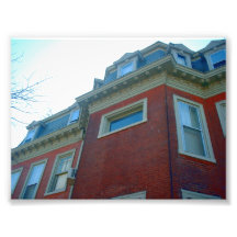 Brick Victorian House with Blue Trim in Buffalo NY Art Photo
