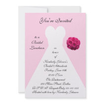 Bridal Gown Bridal Luncheon Invitation -- Pink