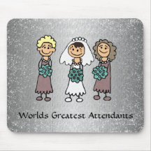 Bridal Party Attendants and Bride with flowers Mouse Pads