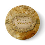 "Bridal party" vintage gold brown victorian Button