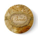 "Bridal party" vintage gold brown victorian Button