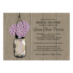 Bridal Shower Barn Wood Mason Jar Hydrangeas Custom Announcement