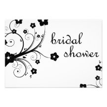 bridal shower : black and white blossoms invitations