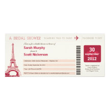 Bridal Shower Boarding Pass to Paris France Personalized Invitation