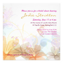 Bridal Shower, colourful floral graphic invite invitations