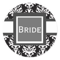 Bridal Shower Damask Stickers