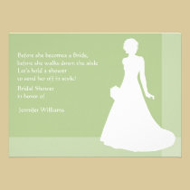 Bridal Shower in Green with Bride Silhouette invitations