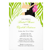 Bridal Shower Invitation Bride Lime Green Zebra