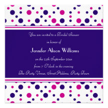 Bridal Shower Invitation Pink & Purple Polka Dots