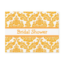 bridal shower invitation, yellow damask postcards