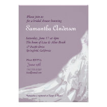 Bridal Shower lavender : bridal gown invitations
