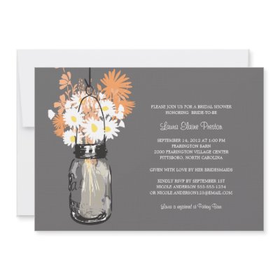 Bridal Shower Mason Jar and Wildflowers Custom Invitations by labellarue