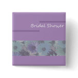 bridal shower ! purple floral pinback buttons
