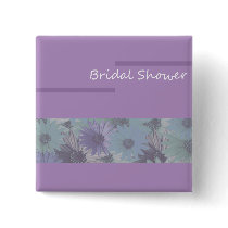 bridal shower ! purple floral pinback buttons