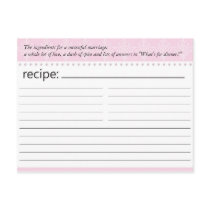 Bridal Shower Recipe Card Post Card