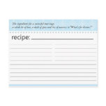 Bridal Shower Recipe Card Post Card