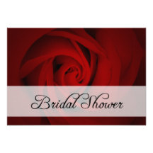 bridal shower : red rose personalized invitation
