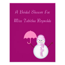 Bridal Shower - Snowwoman w/ Umbrella Custom Announcements