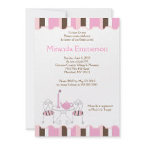 Bridal Shower Tea Party Pink Stripe 5x7 Custom Invitations
