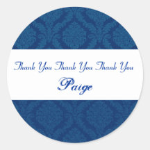 Bridal Shower Thank You Navy Blue Damask V08 Stickers