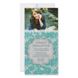Bridal Shower Turquoise Lace Paisley Photo Invite photo cards