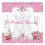 Bridal Shower White Pink Cupcakes Champagne Invites
