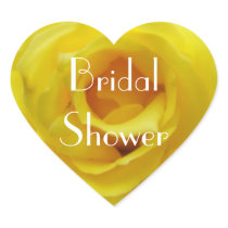 Bridal Shower Yellow Rose Heart Sticker