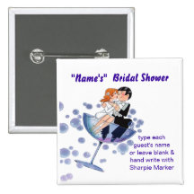Bridal Wedding Shower Name Pins