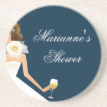 Bridal wine brunette on navy drink coasters