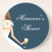 Bridal wine brunette on navy drink coasters
