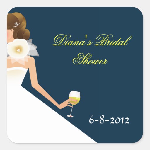 Bridal wine brunette on navy stickers