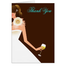 Bridal Wine Invitation (Brunette on brown w/white) Greeting Card
