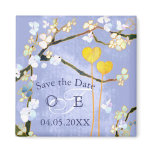 BridalHeaven Hearts in Blue Save the Date Monogram Magnet